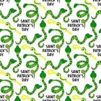 St. patrick's day pattern. Snakes are a symbol for Patrick's Day. Staff with a snake. Be happy. vector