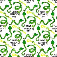 St. patrick's day pattern. Snakes are a symbol for Patrick's Day. Staff with a snake. Be happy. vector