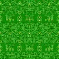 Cool trendy pattern with clover. Bright shamrock leaves on a green background. Hand-drawn seamless pattern. Cute saint patrick fashion print. vector