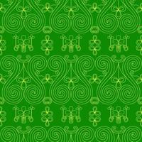 Cool trendy pattern with clover. Bright shamrock leaves on a green background. Hand-drawn seamless pattern. Cute saint patrick fashion print. vector