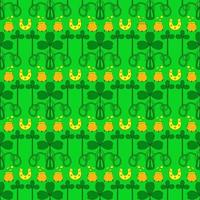 Cool trendy pattern with clover. Bright shamrock leaves on a green background. Hand-drawn seamless pattern. Cute saint patrick fashion print. vector