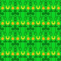 Cool trendy pattern with clover. Bright shamrock leaves on a green background. Hand-drawn seamless pattern. Cute saint patrick fashion print. vector