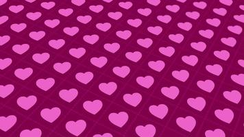 Animated abstract pattern with heart shaped geometric elements. pink gradient background video