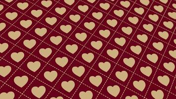 Animated abstract pattern with heart shaped geometric elements. red gradient background video