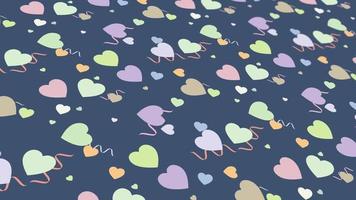 Animated abstract pattern with heart shaped geometric elements. pastel color gradient background video