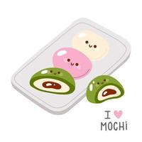 garabatear asiático comida mochi vector