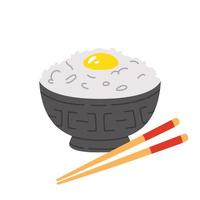 doodle asian food  tamago kake gohan vector