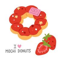 garabatear asiático comida mochi rosquilla vector