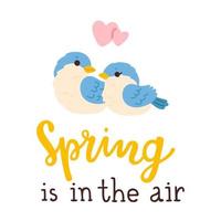 spring is in the air with sparrows vector