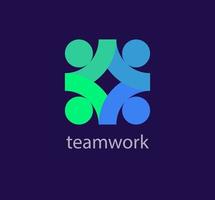 Continuous teamwork and human solidarity idea logo. Unique color transitions. people logo template. vector. vector