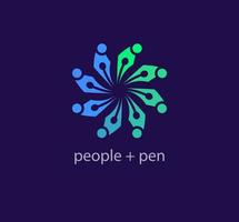 Spinning Pen men modern logo. Unique color transitions. Pen loop logo template. vector. vector