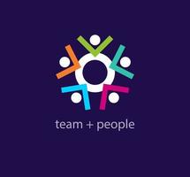 Continuous teamwork and people raising hands, unity idea logo. Unique color transitions. people logo template. vector. vector