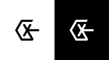 gx logo hexágono vector monograma negro y blanco icono ilustración estilo diseños plantillas