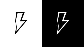 Lightning thunder logo vector black and white icon style Design template