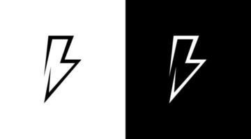 Lightning thunder logo vector black and white icon style Design template