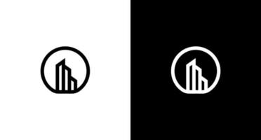 architecture building logo vector monogram black and white icon style Design template