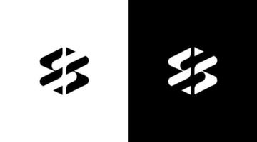 letra ss logo vector inicial monograma negro y blanco icono estilo diseño modelo