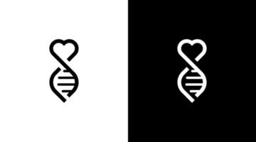 Love and dna logo medical healthcare black and white icon style Design template vector