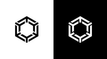 hexágono logo comunidad grupo negro y blanco icono ilustración estilo diseños plantillas vector