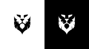 Lion king power logo vector wild monogram black and white icon style Design template