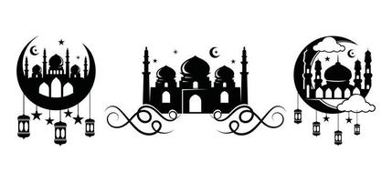 Ramadan karrem, Eid al-Fitr, Mosque Decoration Silhouette Design vector