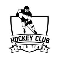 hielo hockey logo emblema, hielo hockey jugador silueta, vector logo modelo diseño