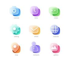 3d minimal ui icon set for website or mobile app. Glass morphism design. vector