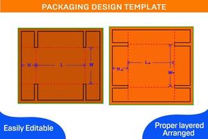 Cardboard carton , Corrugated folding box, 3D render and dieline template vector