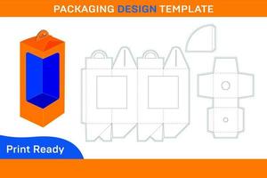 Flower cone box dieline template and 3D box and color changable vector