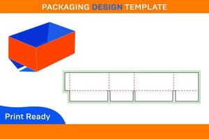 full overlap corrugated paper carton box dieline tamplate and 3D box vector