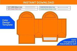 compras bolso estilo caja con redondeado encargarse de dieline modelo y 3d caja diseño vector