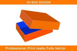 editable y redimensionable caja de cartón caja estándar caja con 3d dieline modelo vector