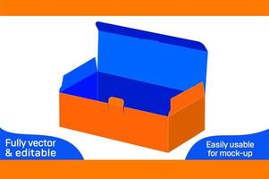 Surgical mask box 12 x 5 x 3.5 inch Large size box dieline template and 3D box design 3D box vector