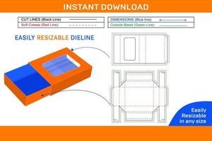 Sleeve drawer display box, Cocolate drawer box dieline tempalte and 3D box Box dieline and 3D box vector