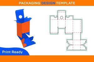 Custom new style box packaging dieline template and 3D render box, bottle box vector