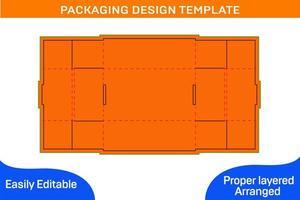 Folding cardboard box dieline template and 3d render with resizable vector