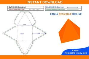 Surprise gift packaging box square size dieline template and 3D box design Box dieline and 3D box vector