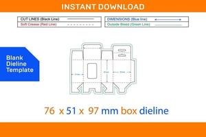 Mobile charger bottom snap lock box, Hanging window 76 x 51 x 97 mm box dieline template Blank dieline template vector