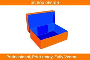 resizable corrugated carton box standard box 3D render and dieline template vector