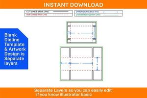 resizable corrugated carton box standard box 3D render and dieline template vector