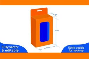 móvil cargador fondo chasquido bloquear caja, colgando ventana 76 X 51 X 97 mm caja dieline modelo 3d caja vector