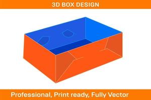 Corrugated tray box dieline tamplate and 3D box vector