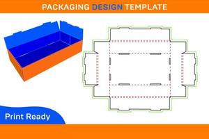 Four side rollover box,Tray box die cut template and 3d vector