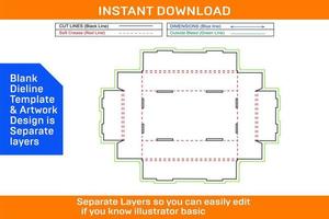 Four side rollover box,Tray box die cut template and 3d vector