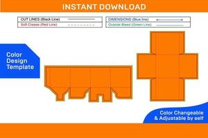 lid box, gift or sweet box dieline template and 3D box design Color Design Template vector