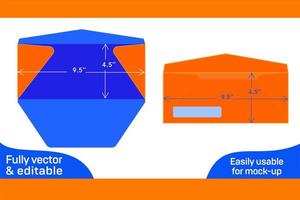 Window Envelope design 4.5x9.5 inch dieline template 3D box vector