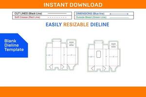 Bottom snap lock hanging window mobile charger box, 2x1.5x3.5 box dieline template and 3D box Blank dieline template vector