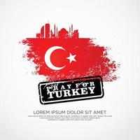 Grunge style turkish flag and map for greeting card vector