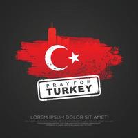 Grunge style turkish flag and map for greeting card vector