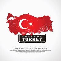 Grunge style turkish flag and map for greeting card vector